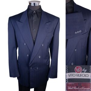 VITO RUFOLO Vitale Barberis Canonico Double Breasted Sz 42L Striped Suit Jacket